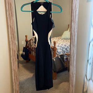 Express black and white open back cocktail dress